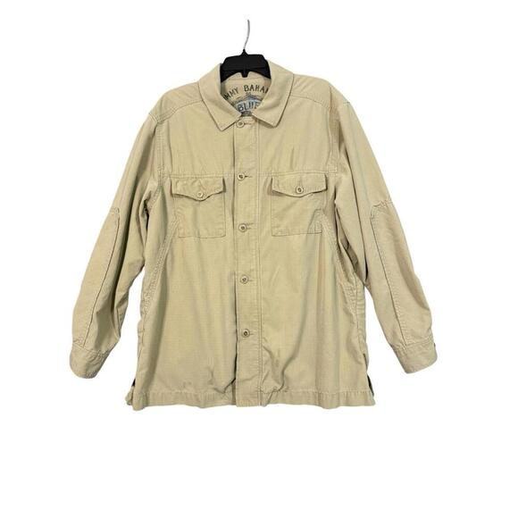 Tommy Bahama Silk Blend Jacket Men’s Size L Camel Khaki Full Zip Button Overlay - Picture 1 of 5